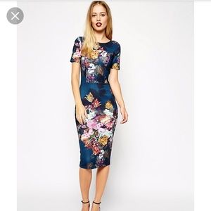 ASOS Petite Floral Scuba Bodycon Dress